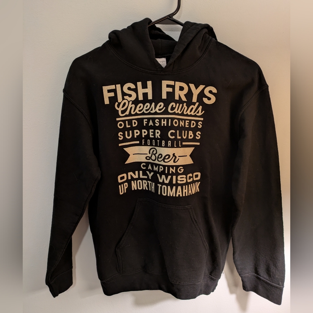 Black Graphic Tomahawk Wisconsin Hoodie